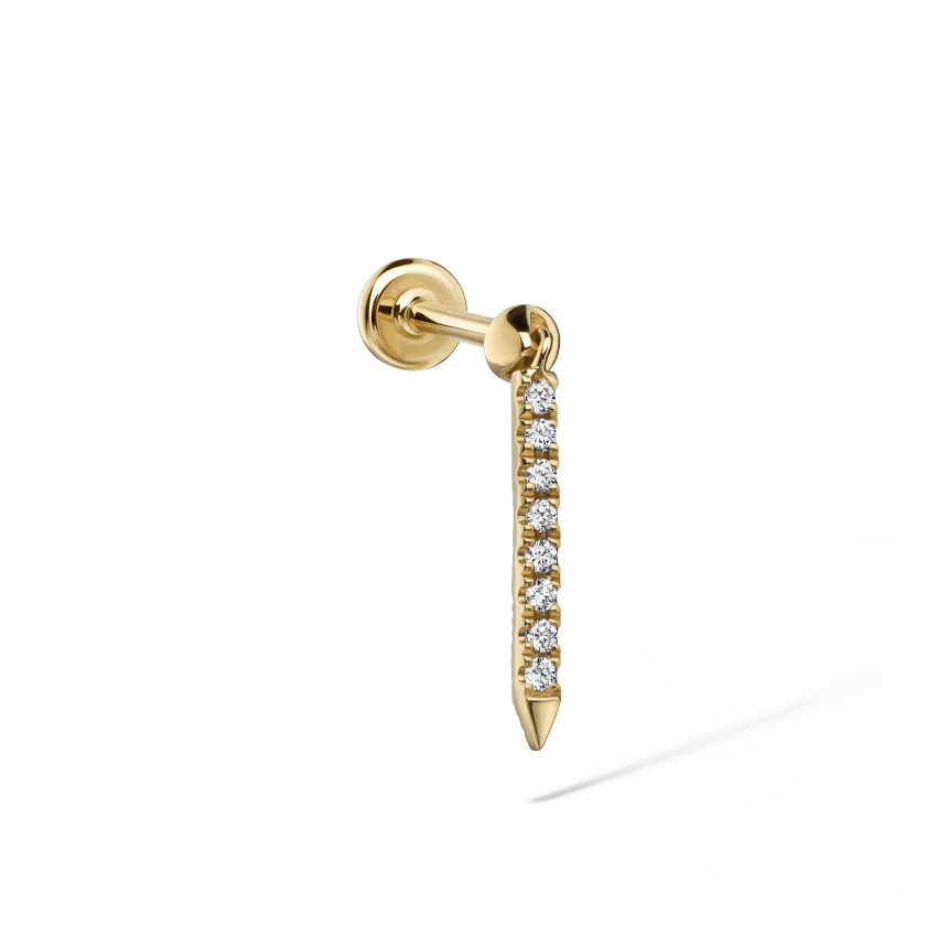 Diamond Eternity Bar Charm Threaded Stud Earring - Image 22