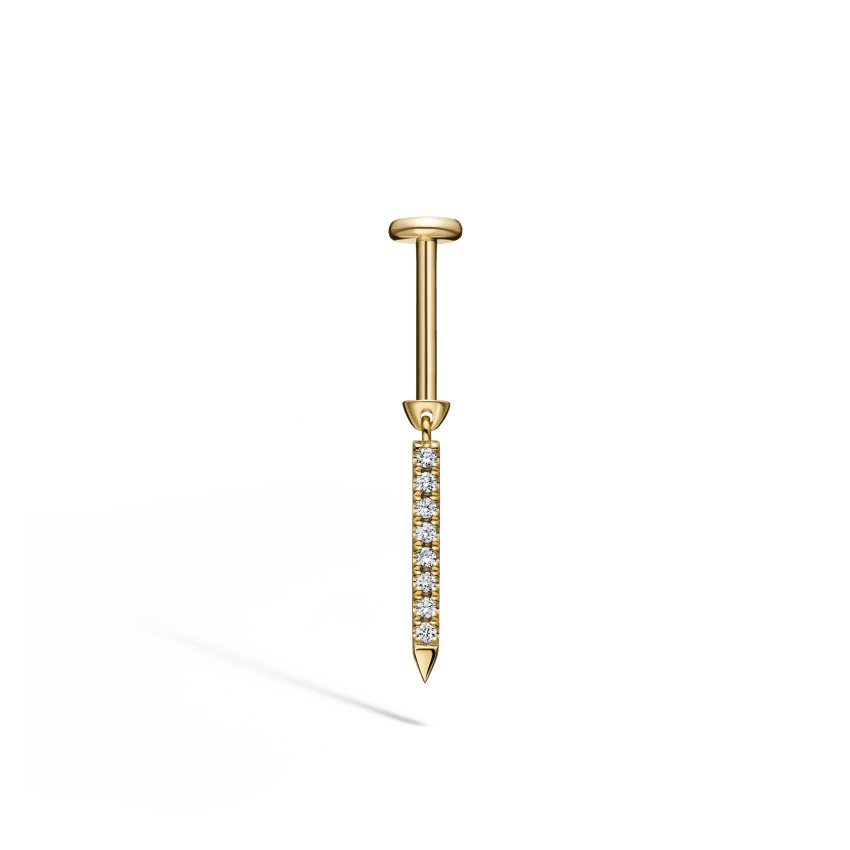 Diamond Eternity Bar Charm Threaded Stud Earring - Image 25