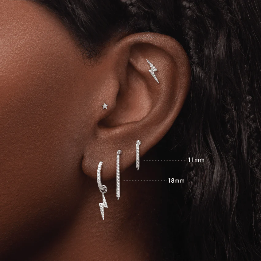 Diamond Eternity Bar Charm Threaded Stud Earring - Image 27