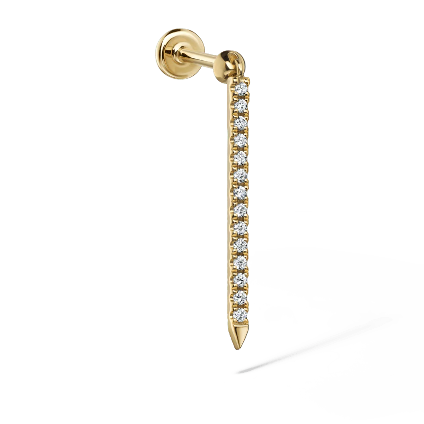 Diamond Eternity Bar Charm Threaded Stud Earring - Image 28