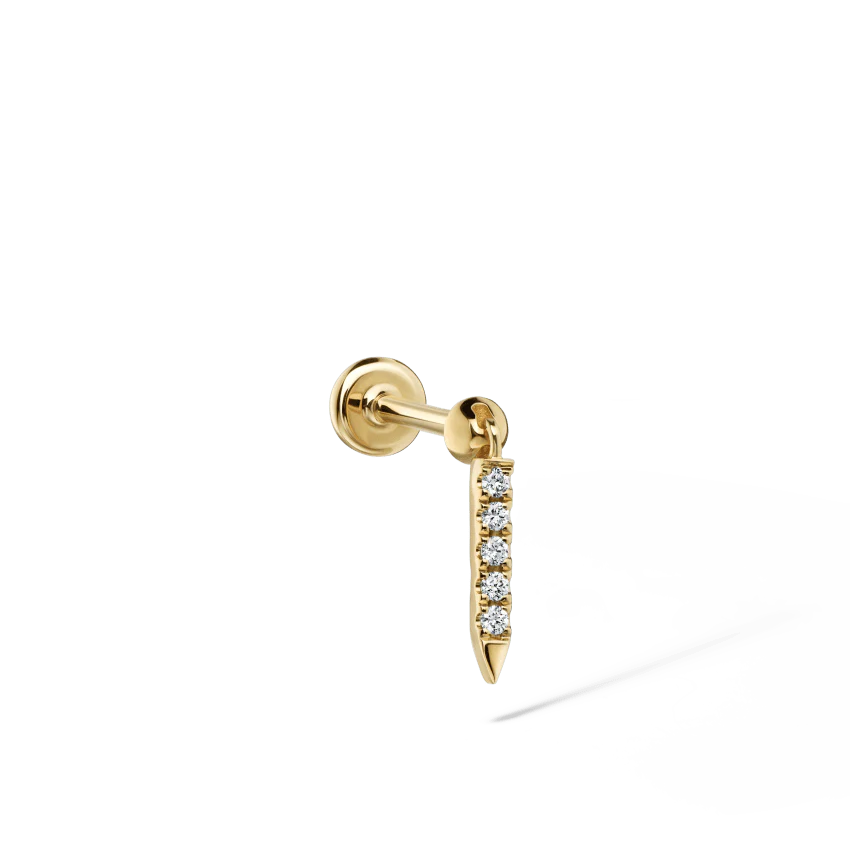 Diamond Eternity Bar Charm Threaded Stud Earring - Image 35