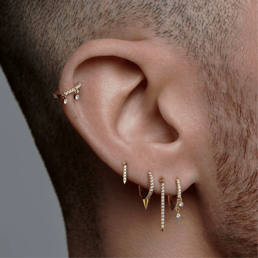 Diamond Eternity Bar Charm Threaded Stud Earring - Image 38
