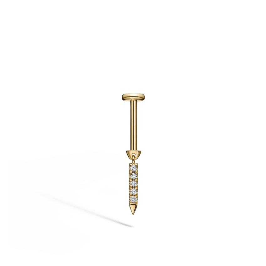Diamond Eternity Bar Charm Threaded Stud Earring - Image 40