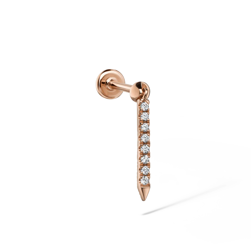 Diamond Eternity Bar Charm Threaded Stud Earring - Image 42