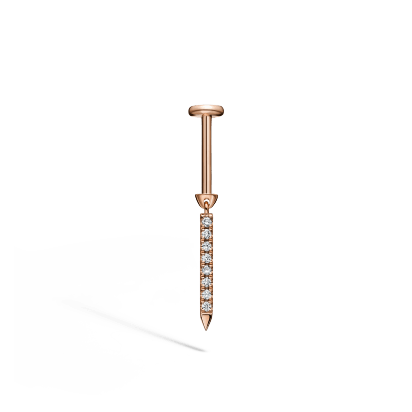 Diamond Eternity Bar Charm Threaded Stud Earring - Image 45