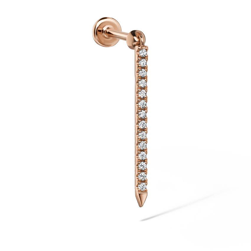 Diamond Eternity Bar Charm Threaded Stud Earring - Image 48
