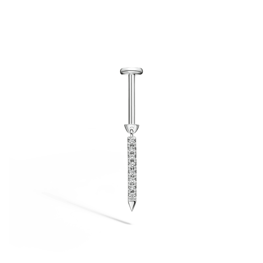 Diamond Eternity Bar Charm Threaded Stud Earring - Image 5