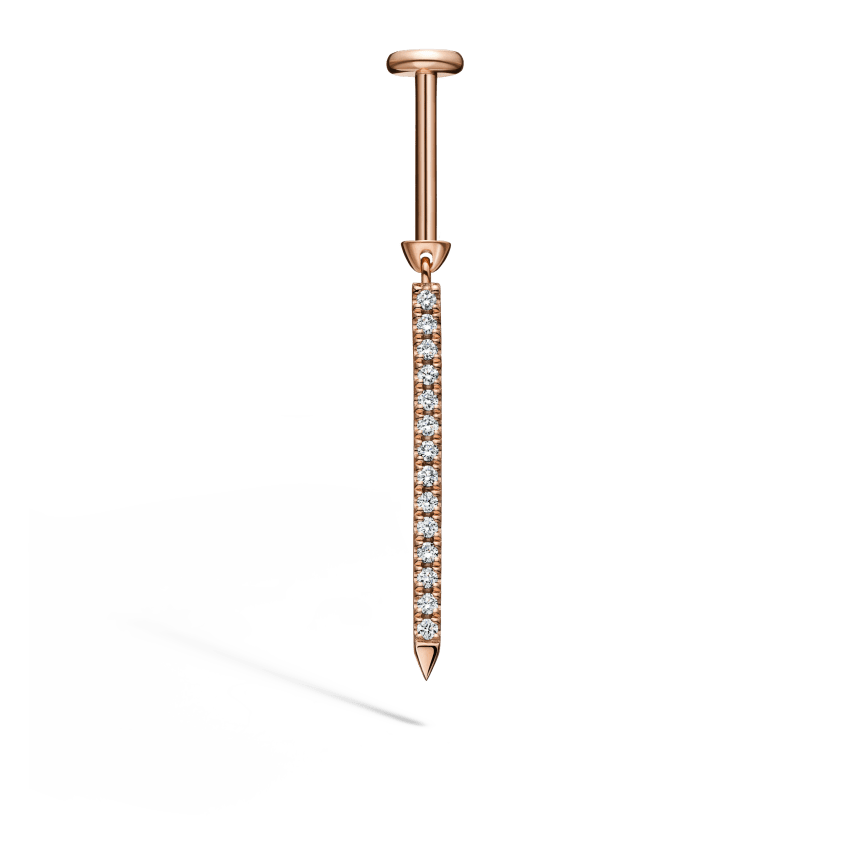 Diamond Eternity Bar Charm Threaded Stud Earring - Image 50