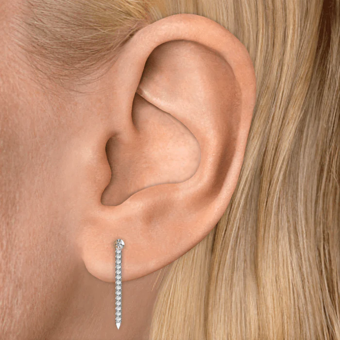 Diamond Eternity Bar Charm Threaded Stud Earring - Image 51