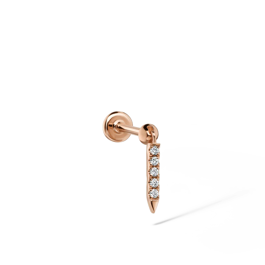 Diamond Eternity Bar Charm Threaded Stud Earring - Image 55