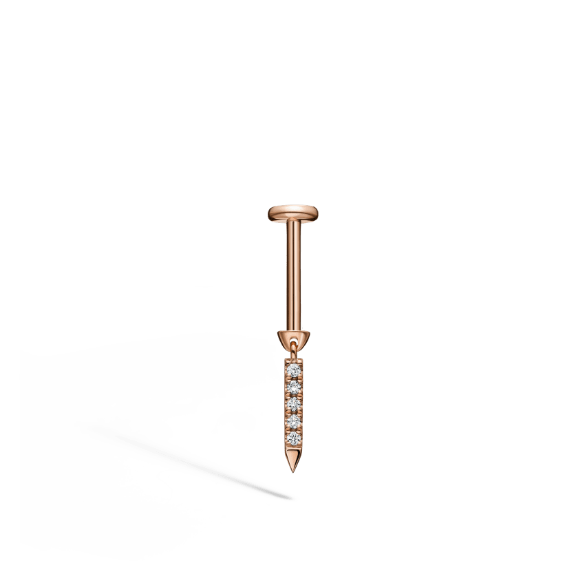 Diamond Eternity Bar Charm Threaded Stud Earring - Image 60