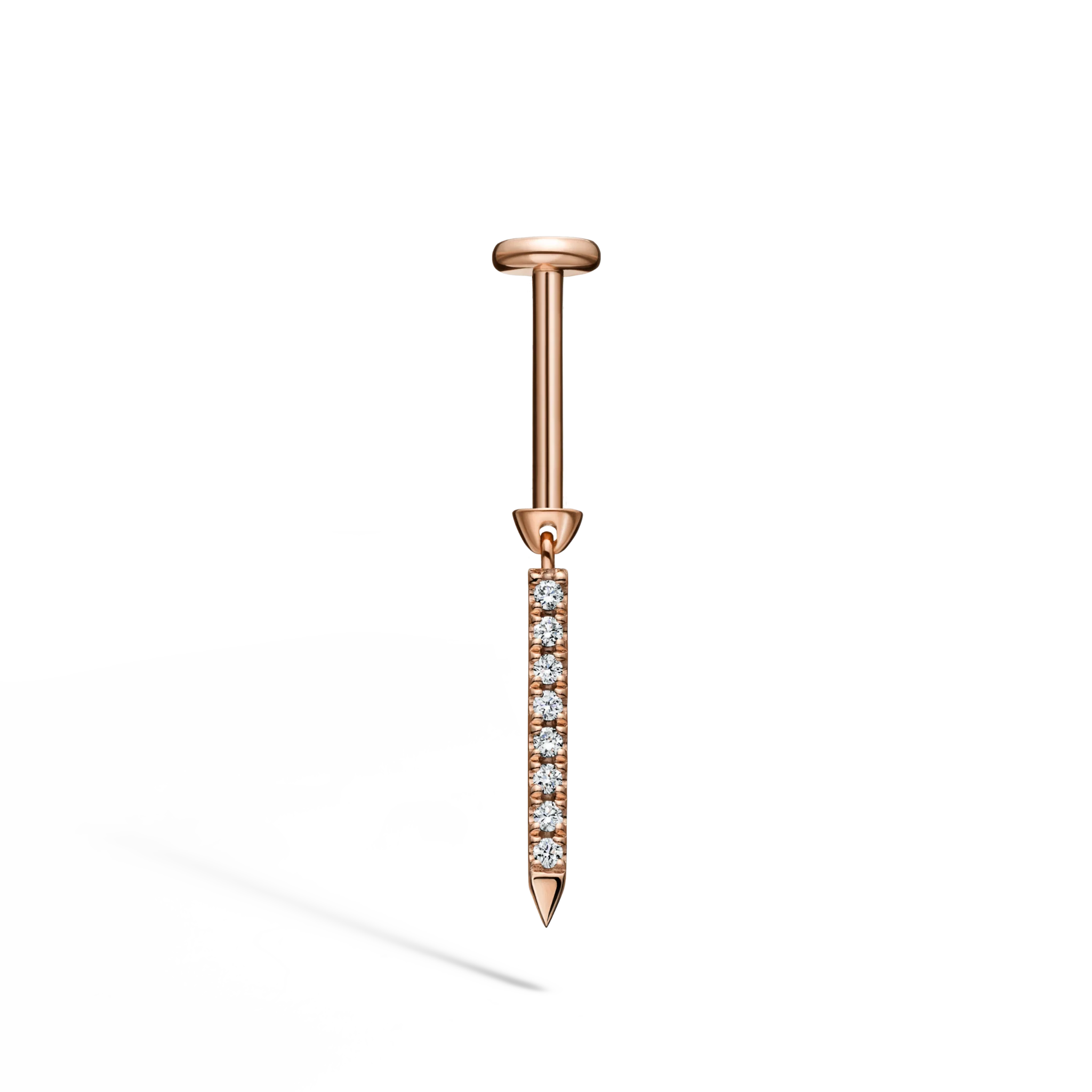 Diamond Eternity Bar Charm Threaded Stud Earring - Image 62
