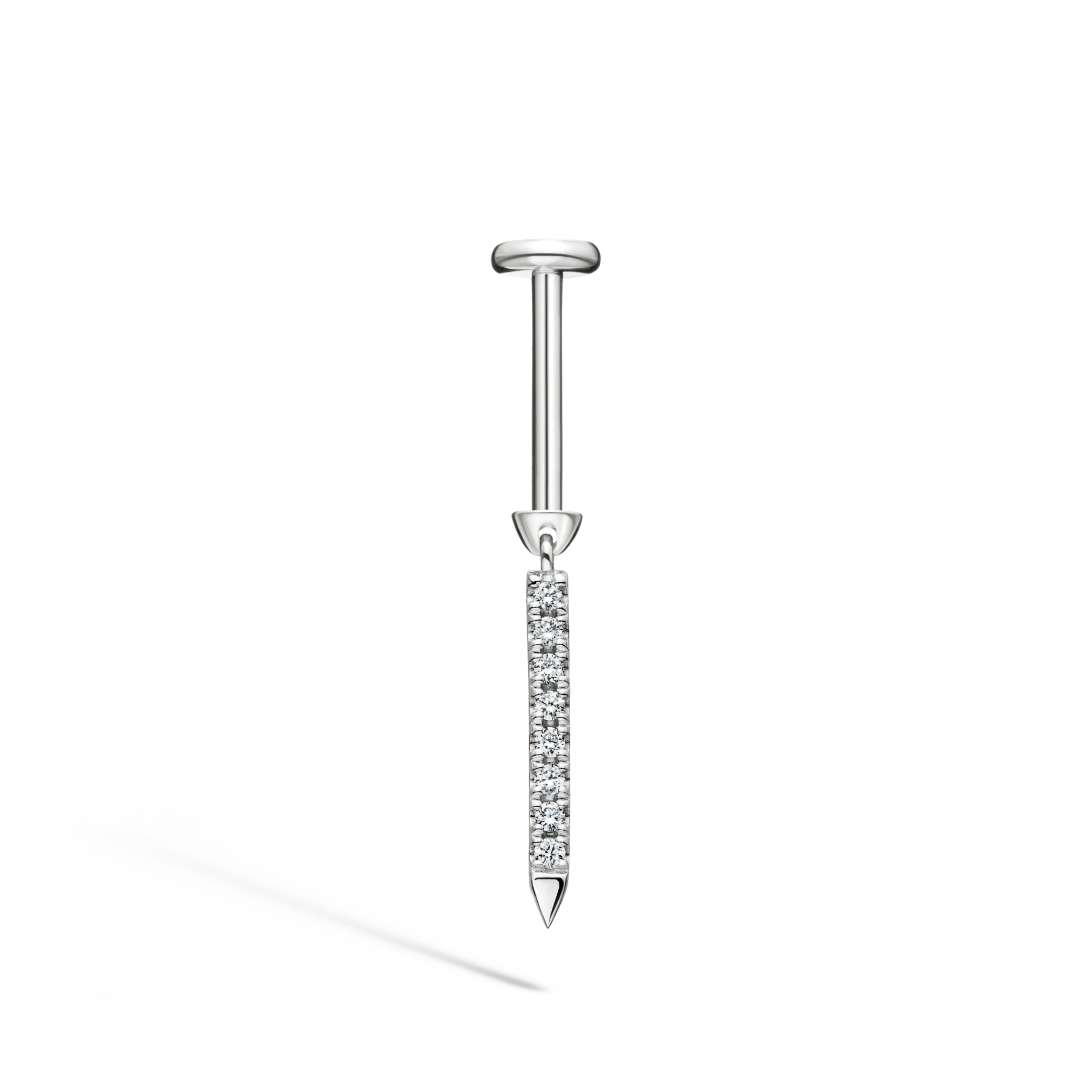 Diamond Eternity Bar Charm Threaded Stud Earring - Image 63
