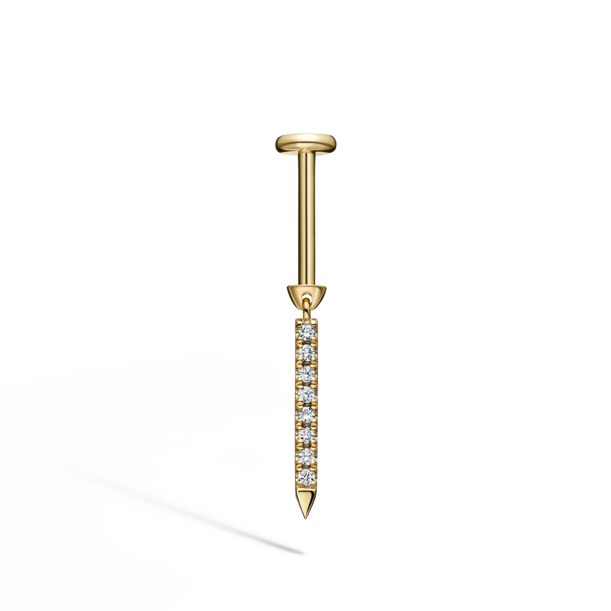 Diamond Eternity Bar Charm Threaded Stud Earring - Image 64