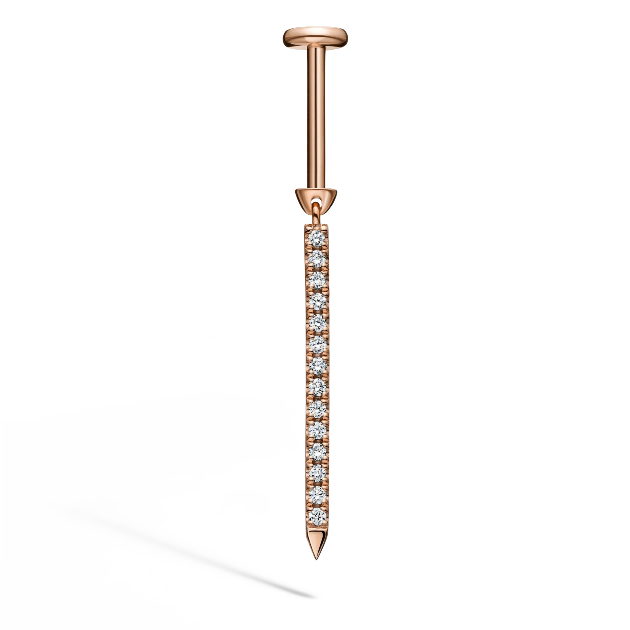 Diamond Eternity Bar Charm Threaded Stud Earring - Image 65