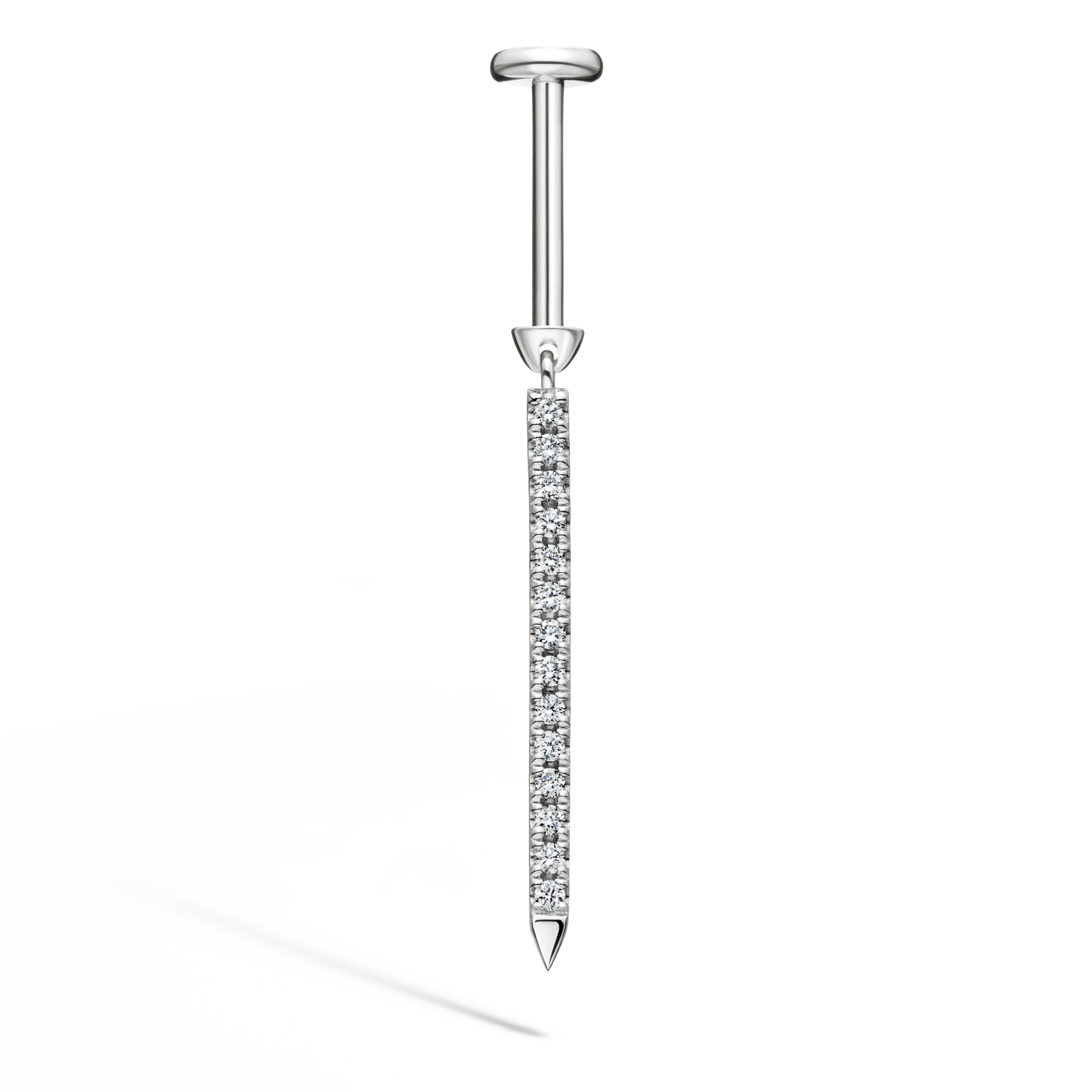 Diamond Eternity Bar Charm Threaded Stud Earring - Image 66