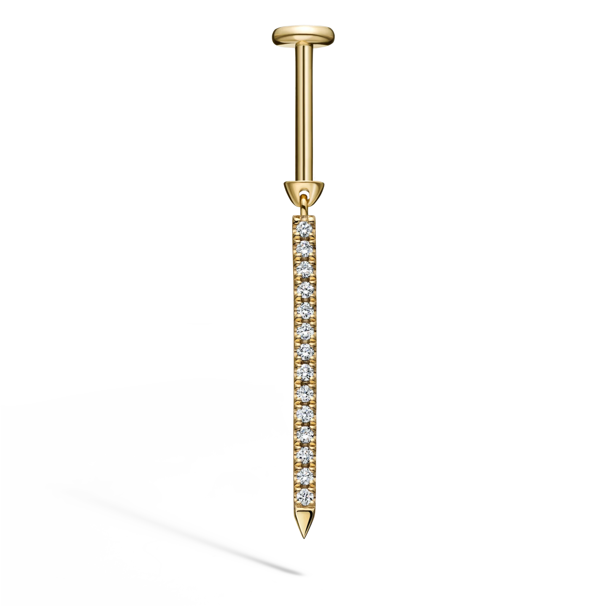 Diamond Eternity Bar Charm Threaded Stud Earring - Image 67