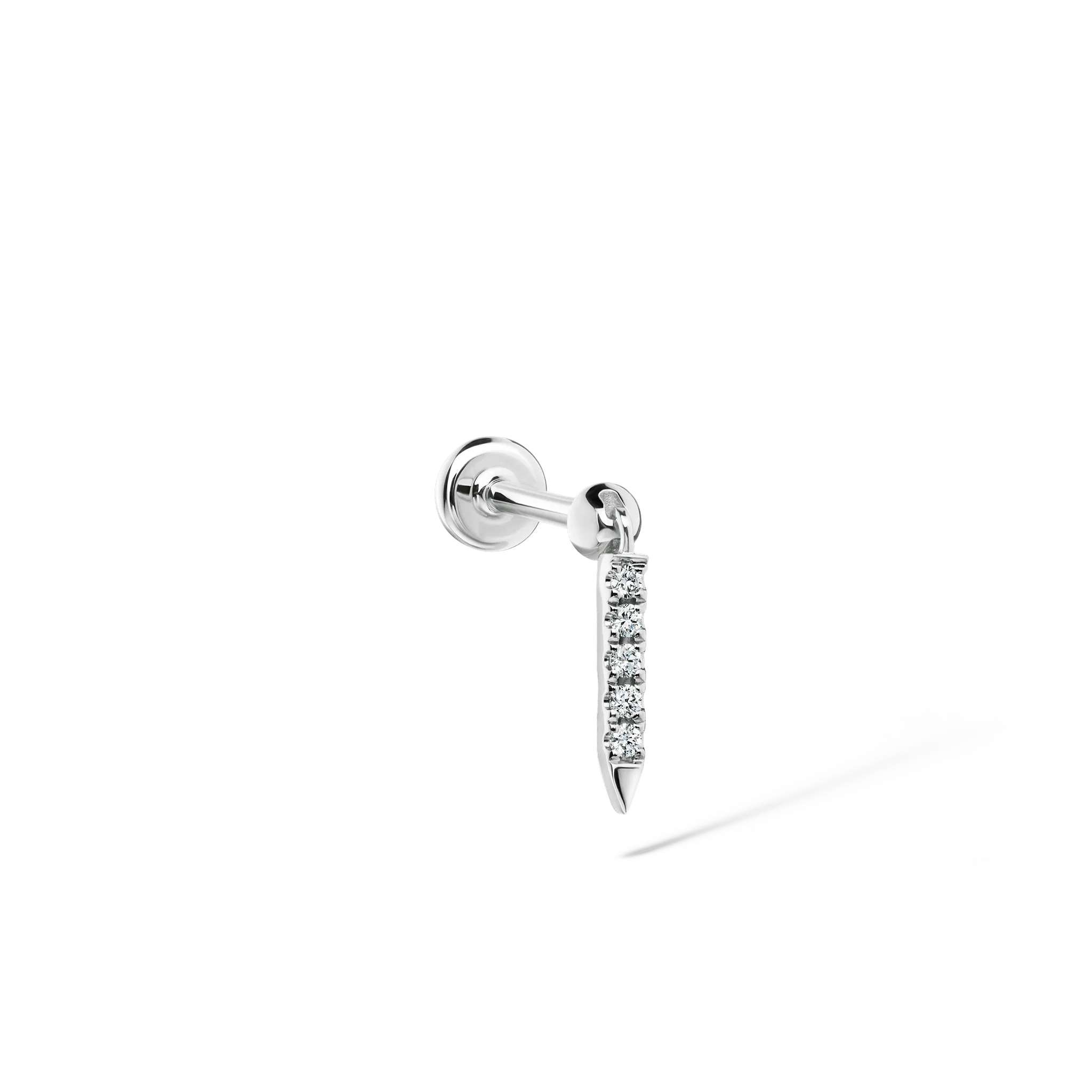 Diamond Eternity Bar Charm Threaded Stud Earring - Image 69