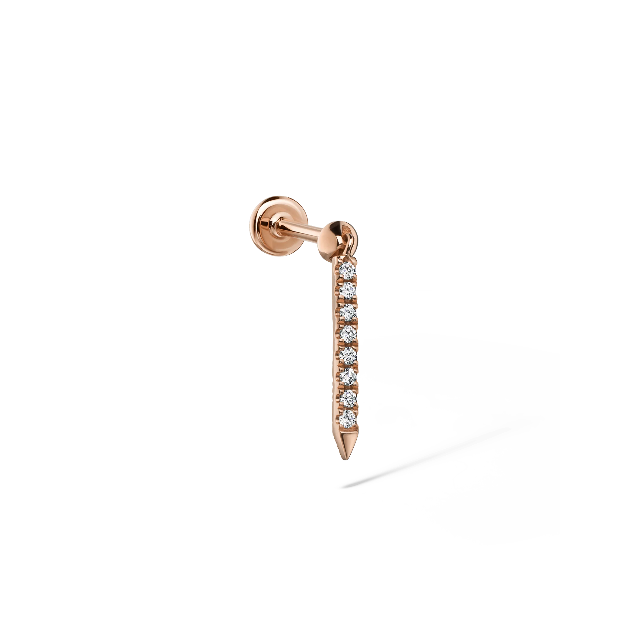 Diamond Eternity Bar Charm Threaded Stud Earring - Image 73