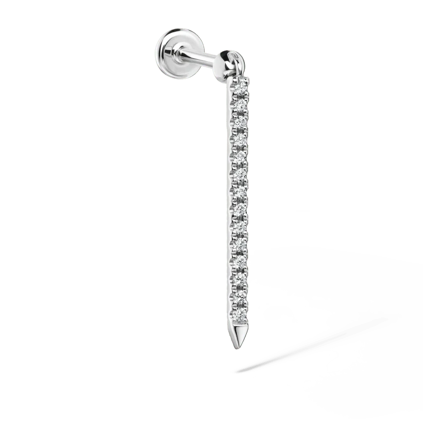 Diamond Eternity Bar Charm Threaded Stud Earring - Image 8