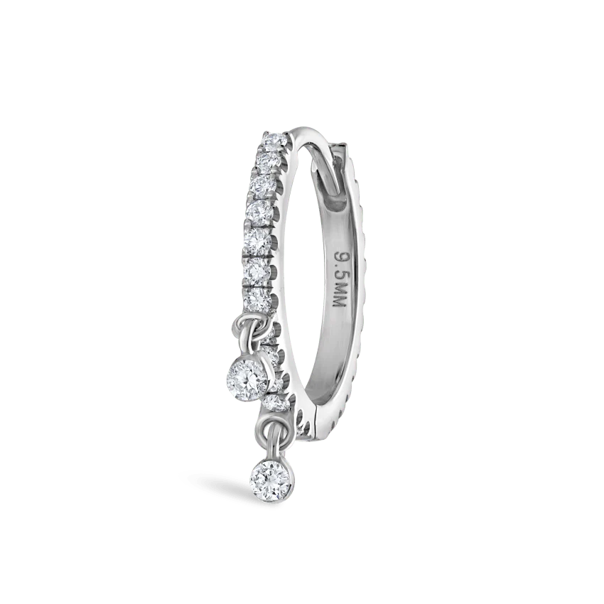 Diamond Eternity Double Dangle Hoop Earring - Image 11