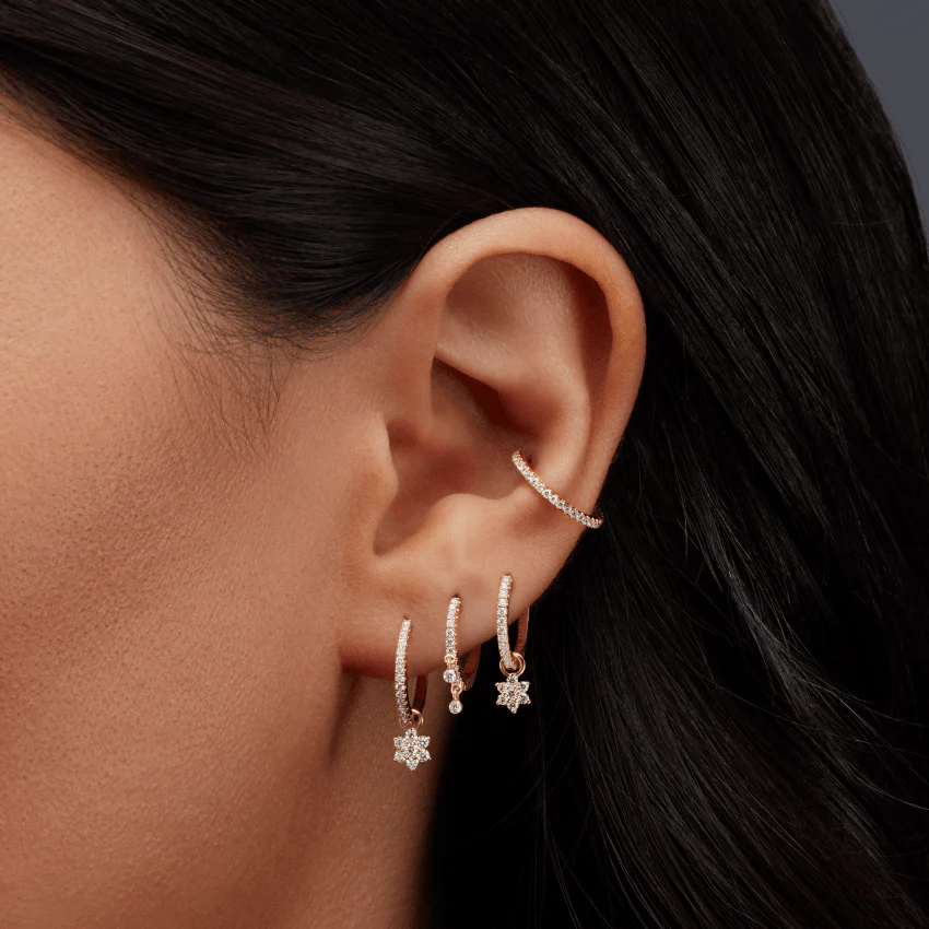 Diamond Eternity Double Dangle Hoop Earring - Image 13