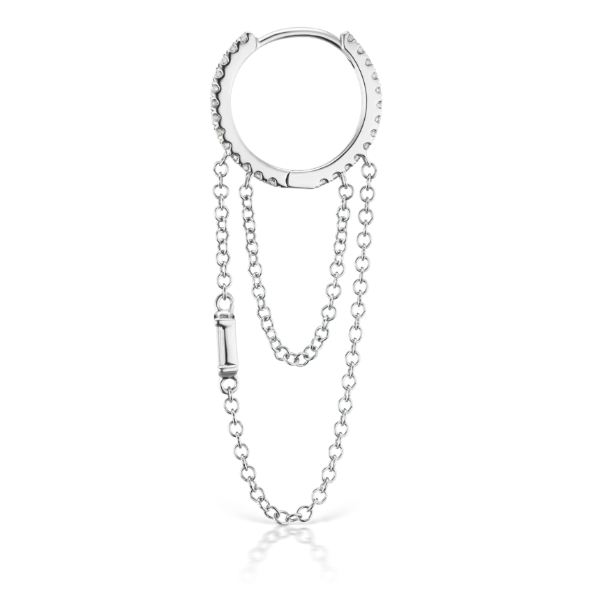 Diamond Eternity Hoop with Baguette Diamond and 2 Chains - Image 5
