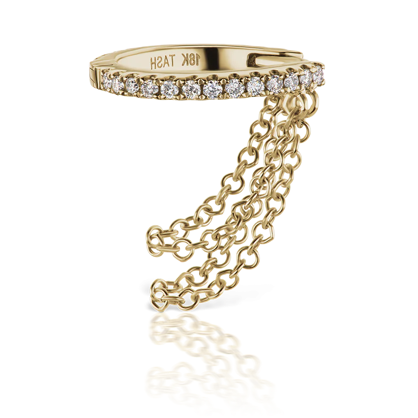 Diamond Eternity with Two Chains Hoop Earring - Image 10