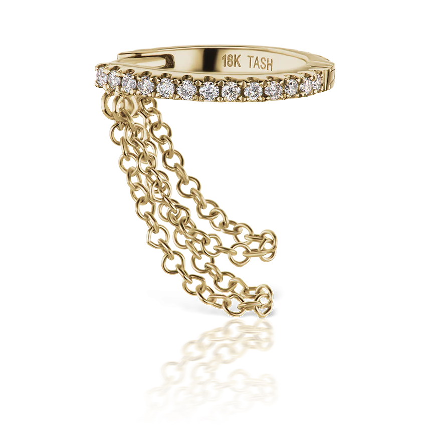 Diamond Eternity with Two Chains Hoop Earring - Image 11