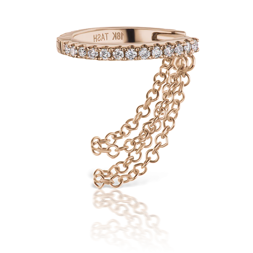Diamond Eternity with Two Chains Hoop Earring - Image 16
