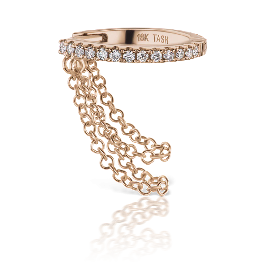 Diamond Eternity with Two Chains Hoop Earring - Image 17