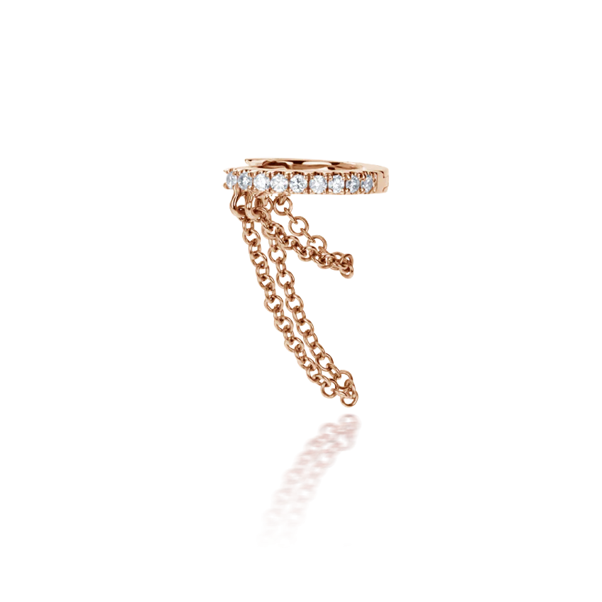 Diamond Eternity with Two Chains Hoop Earring - Image 21