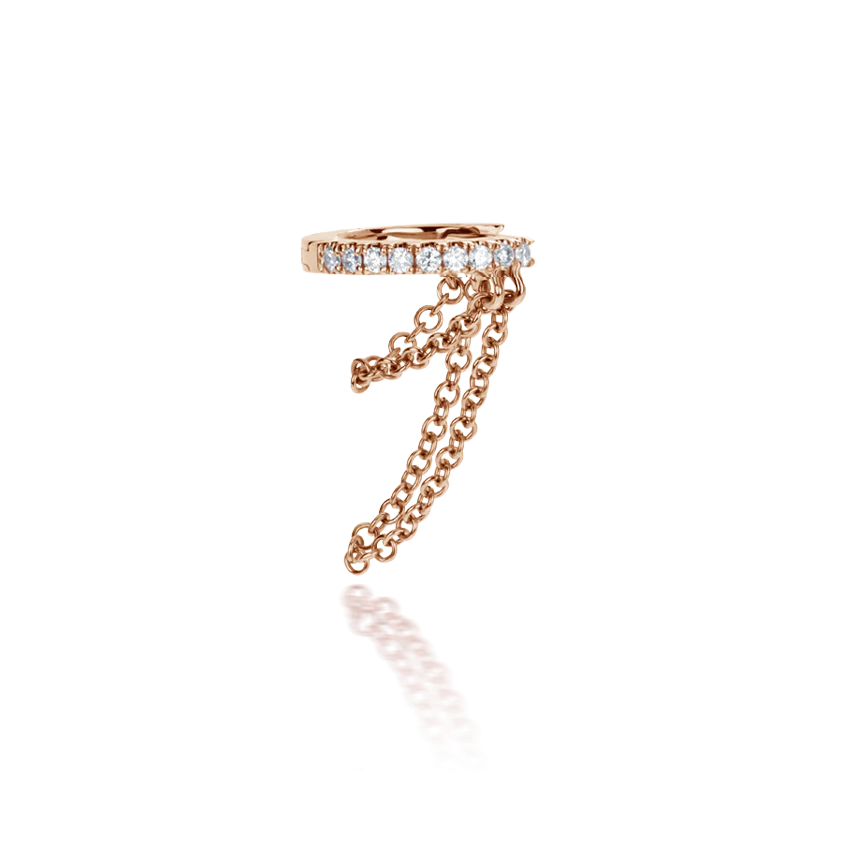 Diamond Eternity with Two Chains Hoop Earring - Image 22