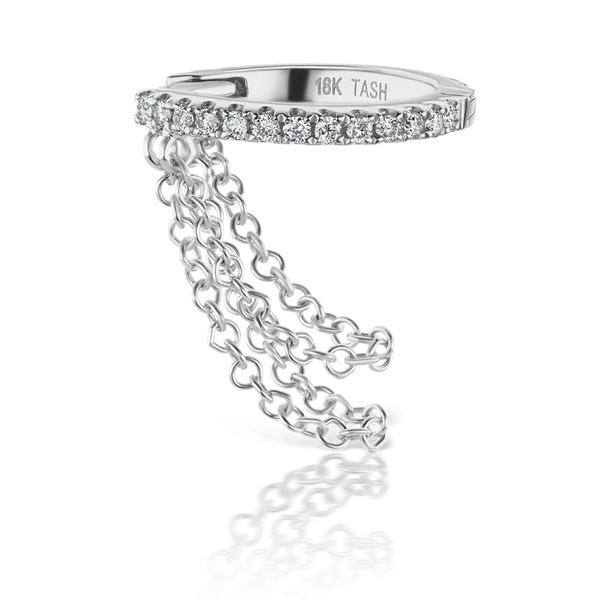 Diamond Eternity with Two Chains Hoop Earring - Image 3