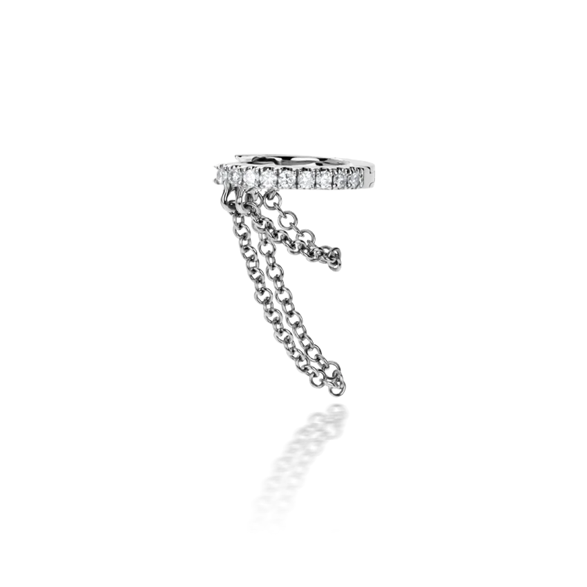 Diamond Eternity with Two Chains Hoop Earring - Image 4
