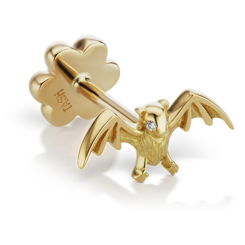 Diamond Eye Bat Threaded Stud Earring With Titanium Backing - Image 6