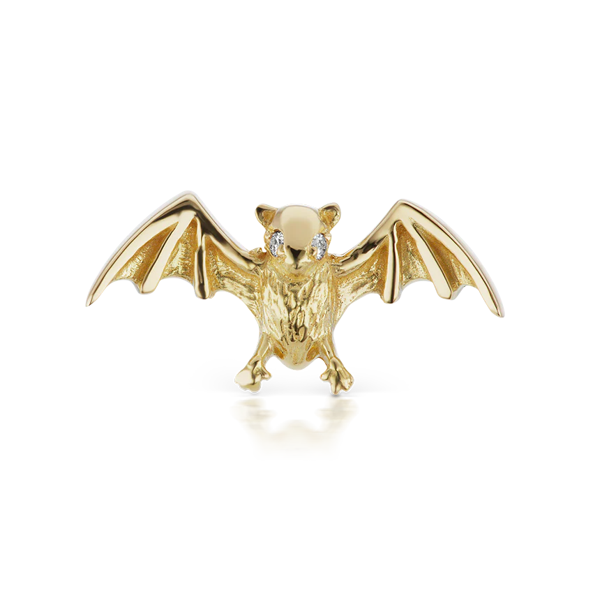 Diamond Eye Bat Threaded Stud Earring With Titanium Backing - Image 7