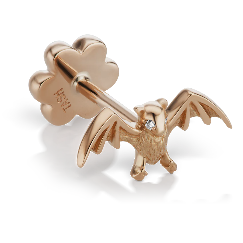 Diamond Eye Bat Threaded Stud Earring With Titanium Backing - Image 9