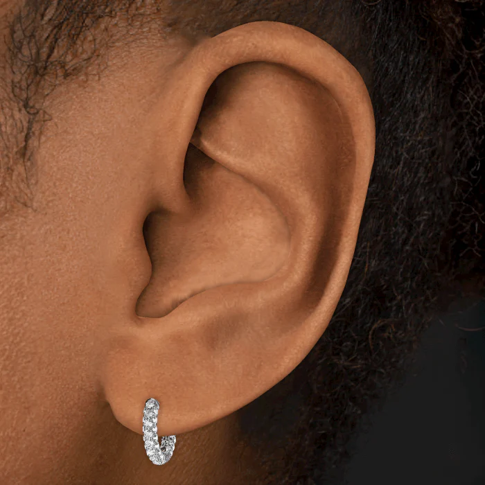 Diamond Five Row Pavé Hoop Earring (Bottom Hinge) - Image 10