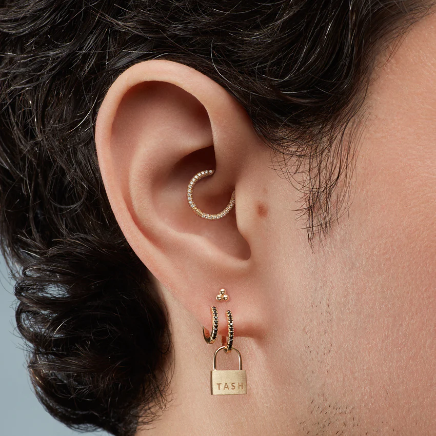 Diamond Five Row Pavé Hoop Earring (Bottom Hinge) - Image 18