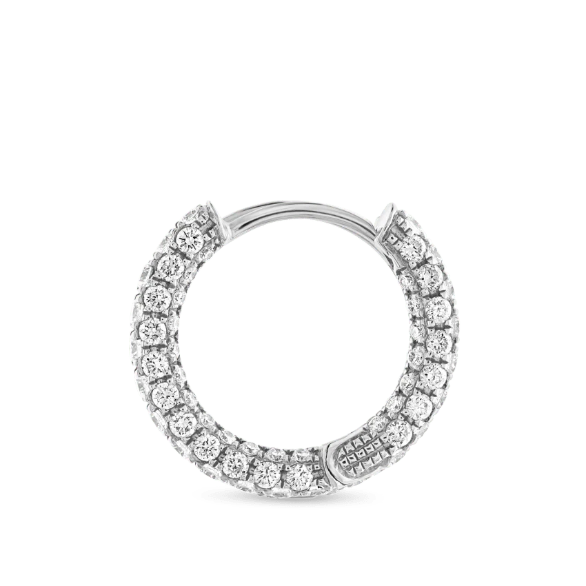 Diamond Five Row Pavé Hoop Earring (Bottom Hinge) - Image 19