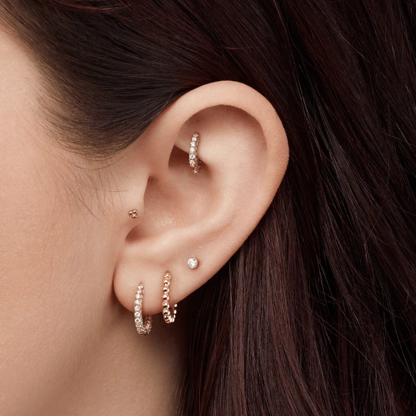 Diamond Five Row Pavé Hoop Earring (Bottom Hinge) - Image 21