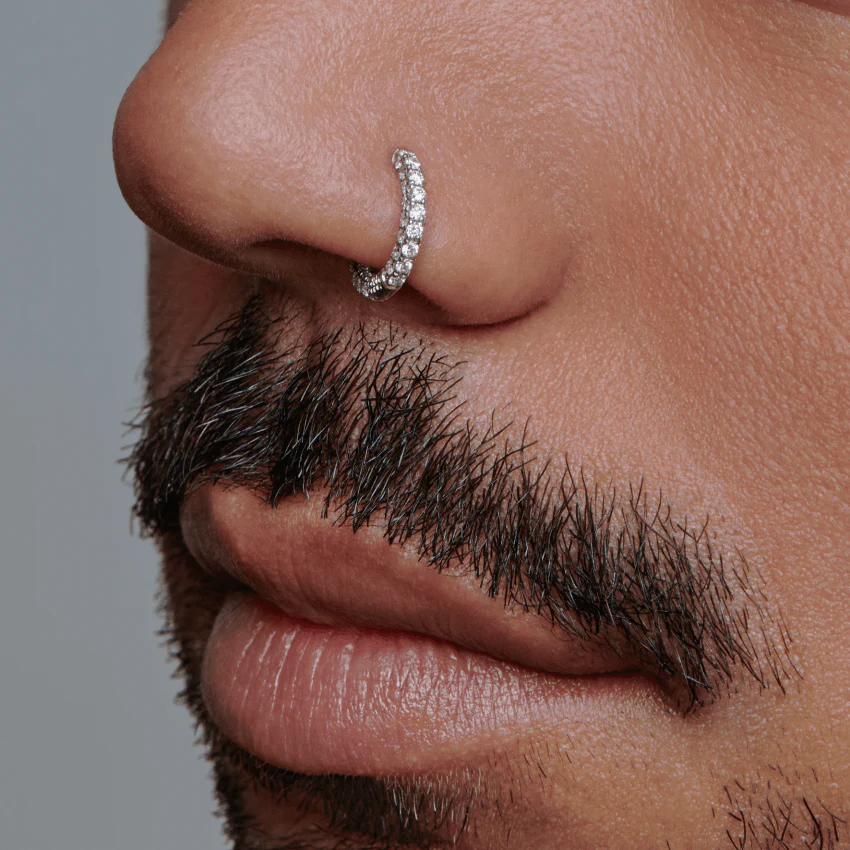 Diamond Five Row Pavé Hoop Earring (Bottom Hinge) - Image 33