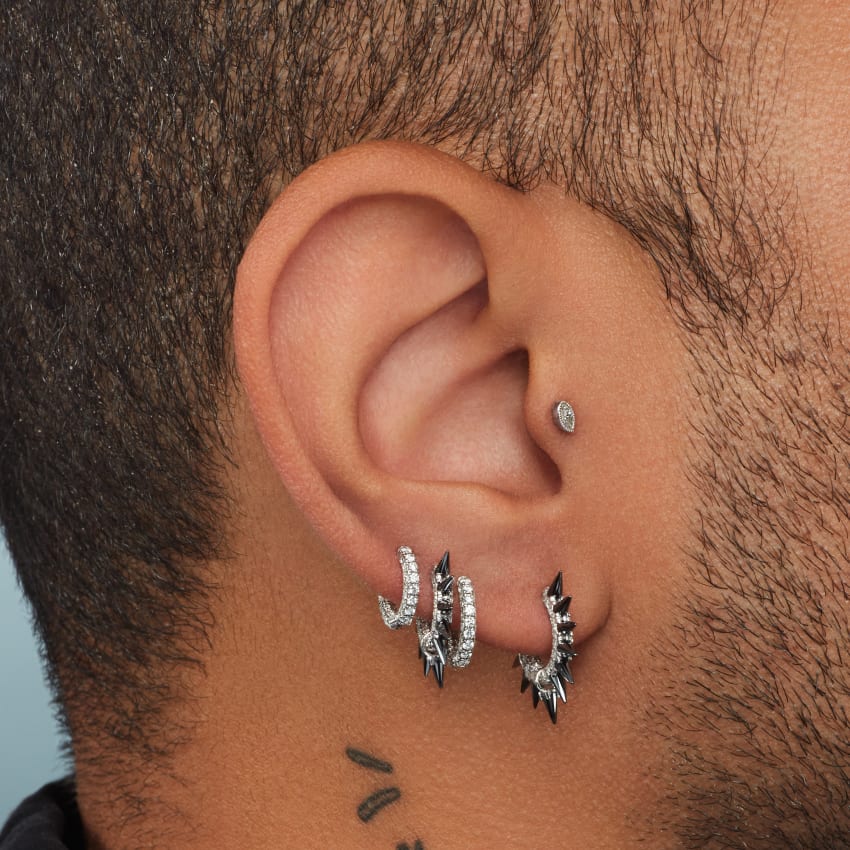 Diamond Five Row Pavé Hoop Earring (Bottom Hinge) - Image 34