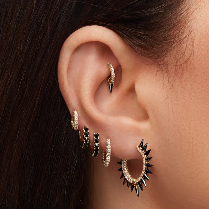 Diamond Five Row Pavé Hoop Earring (Bottom Hinge) - Image 48