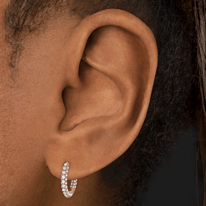 Diamond Five Row Pavé Hoop Earring (Bottom Hinge) - Image 60