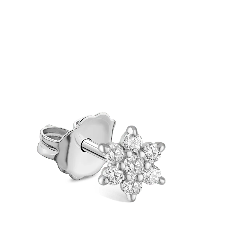 Diamond Flower Stud Earring - Image 5