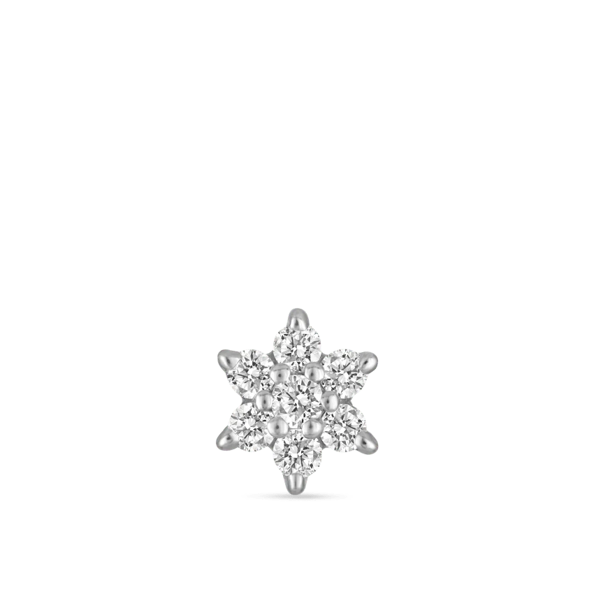 Diamond Flower Threaded Stud Earring - Image 12