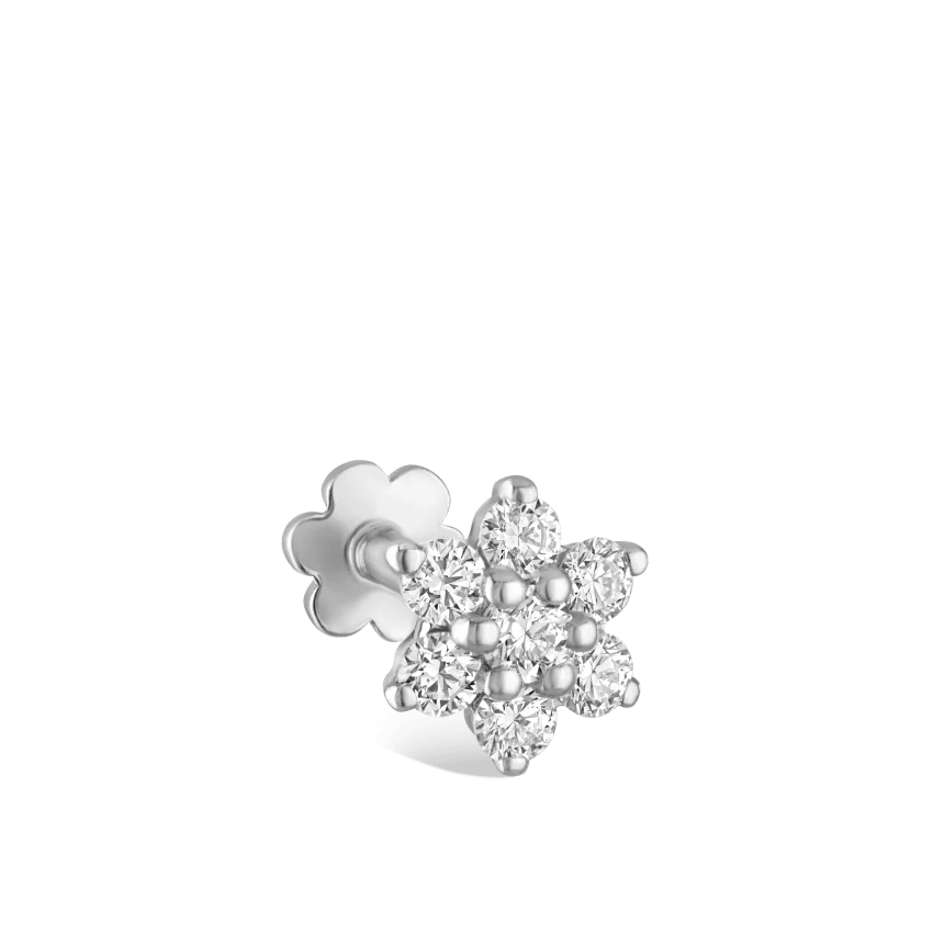 Diamond Flower Threaded Stud Earring - Image 14