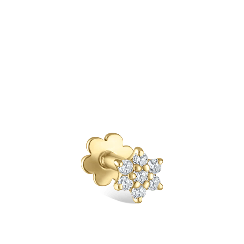 Diamond Flower Threaded Stud Earring - Image 25